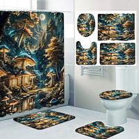 Valentine's Day Bathroom Deco 4 Pcs Shower Curtain Set Bathroom Sets Modern Home Bathroom Decor with Bath Mat U Shape and Toilet Lid Cover Mat and 12 Hooks Lightinthebox