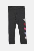 Kids Girl Heart-Print Leggings  Charcoal Heather - thumbnail