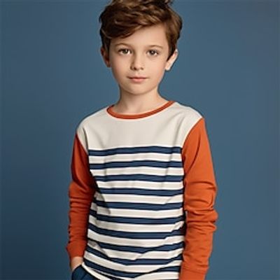 Boys 3D Stripe Tee Shirt Long Sleeve 3D Print Fall Winter Sports Fashion Streetwear Polyester Kids 3-12 Years Crew Neck Outdoor Casual Daily Regular Fit Lightinthebox