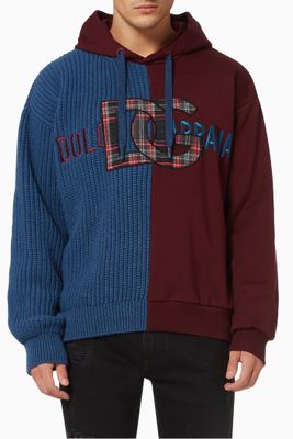 Street Patchwork Oversized Hoodie in Wool & Jersey Street Patchwork Oversized Hoodie in Wool & Jersey