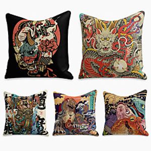 Double Side Cushion Cover 5PC Faux Linen Soft Decorative Square Throw Pillow Cover Cushion Case Pillowcase for Sofa Bedroom Superior Quality Machine Washable miniinthebox