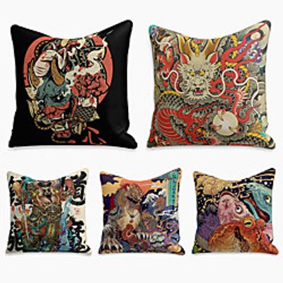 Double Side Cushion Cover 5PC Faux Linen Soft Decorative Square Throw Pillow Cover Cushion Case Pillowcase for Sofa Bedroom Superior Quality Machine Washable miniinthebox