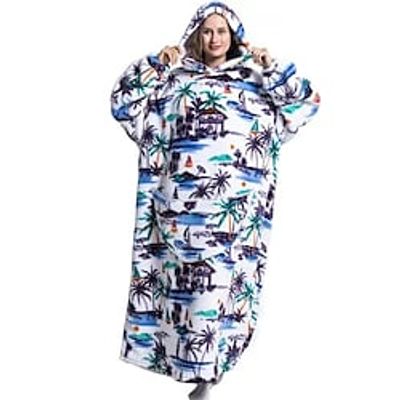 Adults' Oversized Hoodie Blanket Wearable Blanket With Pocket Cartoon Panda Character Onesie Pajamas Flannel Cosplay For Men and Women Carnival Animal Sleepwear Cartoon Festival  Holiday Costumes Lightinthebox