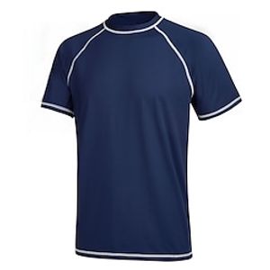 Men's Rash Guard UV Sun Protection Breathable Quick Dry Short Sleeve Sun Shirt Swim Shirt Swimming Surfing Beach Water Sports Solid Colored Summer  Stretchy  Lightweight Lightinthebox