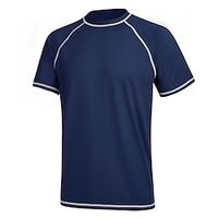 Men's Rash Guard UV Sun Protection Breathable Quick Dry Short Sleeve Sun Shirt Swim Shirt Swimming Surfing Beach Water Sports Solid Colored Summer  Stretchy  Lightweight Lightinthebox - thumbnail