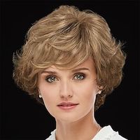WhisperLite Wig Luxe Crop-Style Wig with Razored Bangs and Dimensional Layers/Multi-Tonal Shades of Blonde Silver Brown and Red miniinthebox