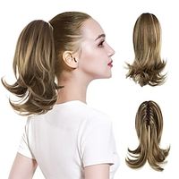Short Claw Clip Ponytail Extension Drawstring Curly Fake Faux Jaw Balayage Hairpiece Hair Piece Wavy High Pony Tails Synthetic Heat Friendly Fiber for Women Girls Kids Lightinthebox