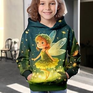 Girls' 3D Cartoon Hoodie Pullover Long Sleeve 3D Print Fall Winter Active Fashion Cute Polyester Kids 3-12 Years Outdoor Casual Daily Regular Fit Lightinthebox