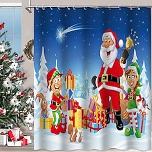 Christmas Decoration Shower Curtain with Hooks Bathroom Decor Waterproof Fabric Shower Curtain Set with12 Pack Plastic Hooks miniinthebox