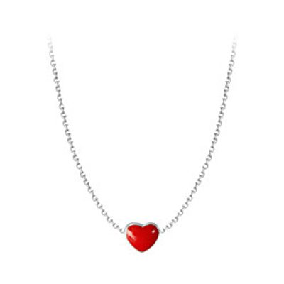 sweet and cute handmade red drip glaze love fresh peach heart s925 sterling silver custom short necklace clavicle chain female Lightinthebox