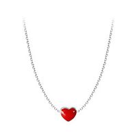 sweet and cute handmade red drip glaze love fresh peach heart s925 sterling silver custom short necklace clavicle chain female Lightinthebox - thumbnail
