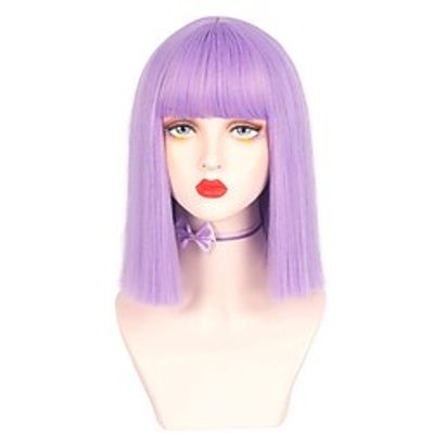 The Owl House Amity Blight Wigs Short Purple Wigs for Women Straight Bob Cut Light Purple Wig with Bangs Heat Resistant Hair Wigs Daily Use Cosplay   Wigs Colorful 12 Inches Lightinthebox