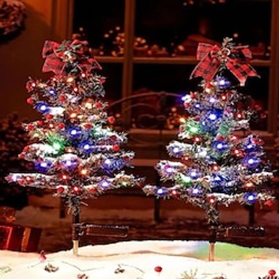 Solar Powered Snowfall Christmas Tree Outdoor Lawn Ground Lamp Decoration Christmas Courtyard Garden Atmosphere Light LED Christmas Tree Light  1PC Lightinthebox
