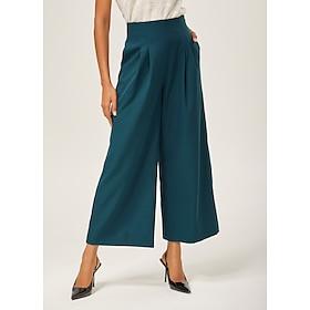 Lake Green Wool-Blend Slim Straight Pants