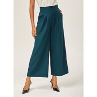 Lake Green Wool-Blend Slim Straight Pants