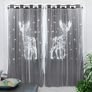 Blackout Curtain for Bedroom,Sheer Drapes with Grommet Top Treatments Decoration for Nursery Windows, ELK Bell Hollow-Out Design for Kids Baby Room,1 Panel Lightinthebox