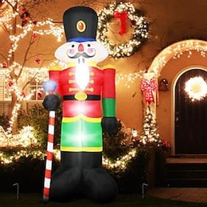 8ft Xmas Inflatable Nutcracker Soldier 240cm Tall Air-Blown Santa Soldier with Blower Sandbags Christmas Decoration with 3 LED Lights for Garden Patio Yard Lightinthebox