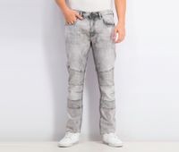 Mens Skinny Fit Max-x Stretch Moto Jeans  Black Wash - thumbnail