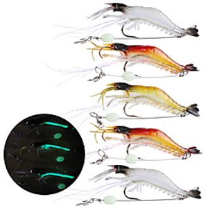 5pcs/Lot Shrimp Soft Lures Luminous Glowing Artificial Baits With Hooks Fishing Tackle Freshwater/Saltwater Bass Trout Catfish Salmon miniinthebox