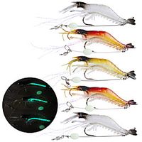 5pcs/Lot Shrimp Soft Lures Luminous Glowing Artificial Baits With Hooks Fishing Tackle Freshwater/Saltwater Bass Trout Catfish Salmon miniinthebox - thumbnail