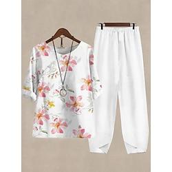 Women's Blouse Plant White 3/4 Length Sleeve Summer Spring Lightinthebox