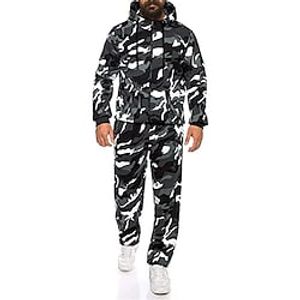Men's Tracksuit Hoodies Set Full Zip Hoodie Dark Gray Hooded Graphic Camouflage Zipper 2 Piece Print Sports  Outdoor Casual Sports 3D Print Basic Streetwear Designer Fall Spring Clothing Apparel miniinthebox
