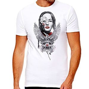 Men's Unisex Tee T shirt Hot Stamping Graphic Prints Bird Human face Plus Size Print Short Sleeve Casual Tops Cotton Basic Designer Big and Tall White miniinthebox