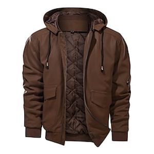 Men's Faux Leather Coat Motorcycle Jacket With Detachable Hood Vintage Casual Winter Bomber PU Waterproof Jacket Coats Lightinthebox