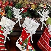 Christmas White Resin Hanging Ornament, Christmas Tree Angel, Garland Hanging Decoration Ornament, Christmas Party Decoration Pendant, Christmas Party Supply miniinthebox - thumbnail