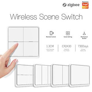 tuya smart zigbee wireless free sticker 4-way panel scene button switch set for automation scenes,one-key linkage Lightinthebox