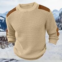 Men's Pullover Sweater Jumper Patch Sweater Ribbed Knit Regular Knitted Ribbed Color Block Crew Neck Keep Warm Modern Contemporary Casual Daily Wear Clothing Apparel Fall Winter Black White S M L Lightinthebox - thumbnail