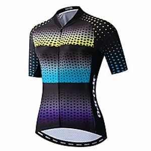 women's cycling jersey short sleeve bike biking shirts full zipper bicycle tops cycling clothes pockets reflective blue yellow size l Lightinthebox