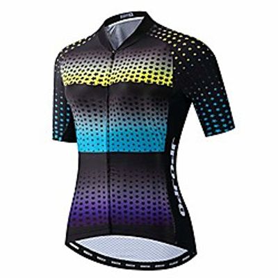 women's cycling jersey short sleeve bike biking shirts full zipper bicycle tops cycling clothes pockets reflective blue yellow size l Lightinthebox