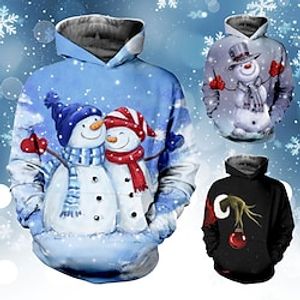 Kids Boys Ugly Christmas Hoodie Pullover Snowman Long Sleeve Pocket Children Top Christmas Gifts Hoodie Adorable Black Blue Gray Winter 7-13 Years Lightinthebox