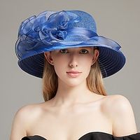 Hats Headwear Organza Bucket Hat Floppy Hat Straw Hat Casual Holiday Elegant Vintage With Pure Color Lace Side Headpiece Headwear Lightinthebox