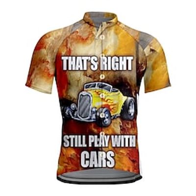 21Grams Men's Cycling Jersey Short Sleeve Bike Top with 3 Rear Pockets Mountain Bike MTB Road Bike Cycling Breathable Quick Dry Moisture Wicking Yellow Graphic Patterned Spandex Polyester Sports Lightinthebox