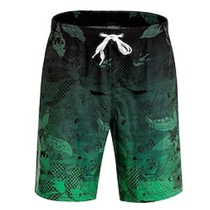 Men's Swim Shorts Swim Trunks Board Shorts Beach Shorts Drawstring with Mesh lining Elastic Waist Gradient Graphic Prints Quick Dry Short Casual Daily Holiday Boho Hawaiian Green Gray Micro-elastic Lightinthebox