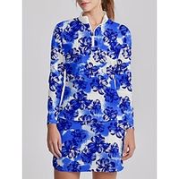 Women's Golf Polo Shirt Blue Long Sleeve Sun Protection Top Floral Ladies Golf Attire Clothes Outfits Wear Apparel miniinthebox