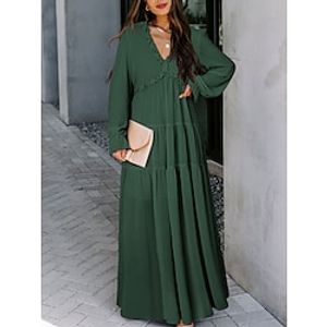 Women's Long Dress Maxi Dress Casual Dress Print Dress Floral Casual Modern Outdoor Daily Holiday Ruched Print Long Sleeve V Neck Dress Loose Fit Black Royal Blue Blue Summer Spring S M L XL Lightinthebox