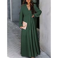 Women's Long Dress Maxi Dress Casual Dress Print Dress Floral Casual Modern Outdoor Daily Holiday Ruched Print Long Sleeve V Neck Dress Loose Fit Black Royal Blue Blue Summer Spring S M L XL Lightinthebox - thumbnail