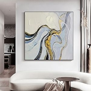 Handmade Oil Painting Canvas Wall Art Decoration Abstract Art Minimalist style for Home Decor Stretched Frame Hanging Painting miniinthebox