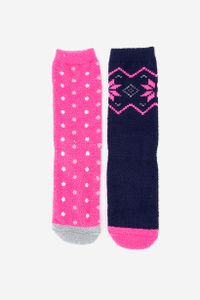 Womens 2 Pairs Super Soft Socks  Pink Combo