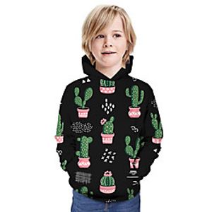 Kids Boys' Hoodie  Sweatshirt Long Sleeve Graphic Cactus Unisex Print Black Children Tops Summer Active Regular Fit 3-13 Years Lightinthebox