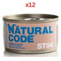 Natural Code Steril 04 Tuna & Anchovies Wet Cat Food 85G (Pack of 12)