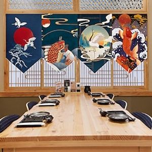 Chinese Cranes Kitchen Restaurant Short Door Covers Hanging Curtains Triangular Flag Curtains Short Curtains Half Home Living Room Decorative Partition Curtains miniinthebox