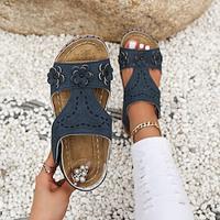 Women's Sandals Orthopedic Sandals Outdoor Daily Vacation Wedge Peep Toe Open Toe Vacation Fashion Comfort PU Magic Tape Loafer Black Blue Brown Lightinthebox