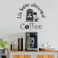 Coffee Cartoon Wall Stickers Dining Room  Living Room Removable  Pre-pasted PVC Home Decoration Wall Decal 1pc Lightinthebox - thumbnail