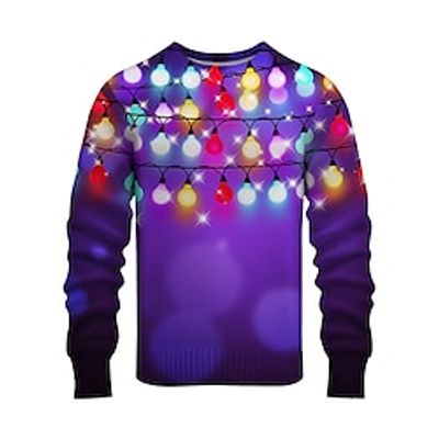 Lanterns Casual Men's Print Knitting Ugly Christmas Sweater Pullover Sweater Jumper Knitwear Outdoor Daily Vacation Christmas Long Sleeve Crewneck Sweaters Yellow Red Purple Fall Winter S M L Sweaters Lightinthebox