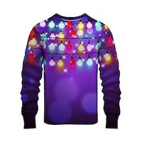Lanterns Casual Men's Print Knitting Ugly Christmas Sweater Pullover Sweater Jumper Knitwear Outdoor Daily Vacation Christmas Long Sleeve Crewneck Sweaters Yellow Red Purple Fall Winter S M L Sweaters Lightinthebox - thumbnail