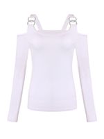 Sexy Off Shoulder Long Sleeve Pure Color Slim Blouse